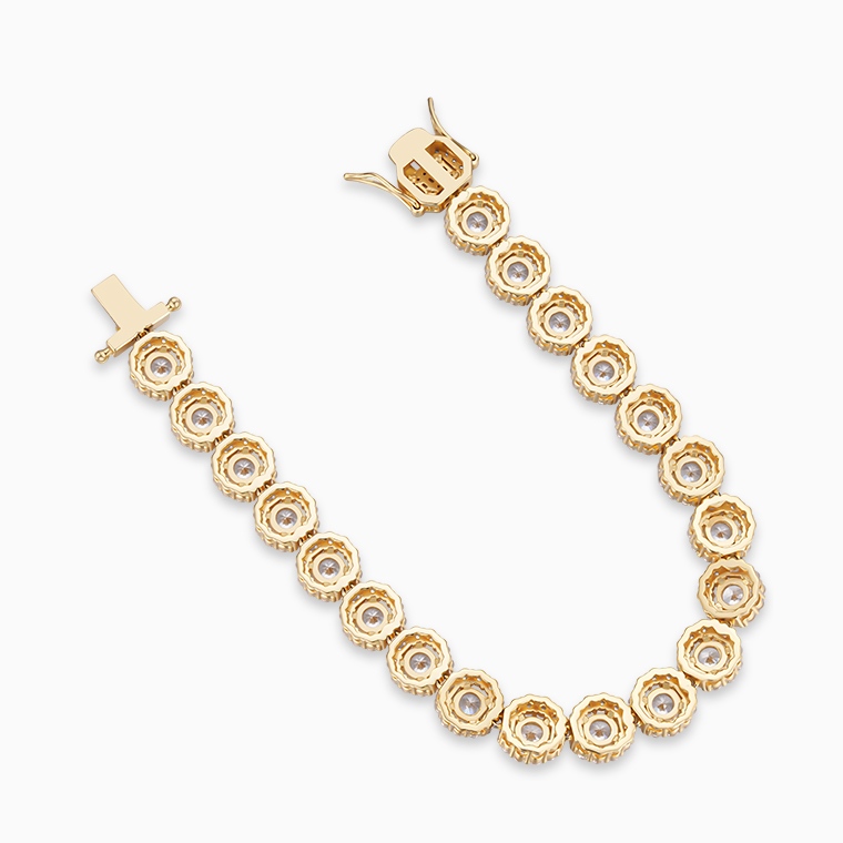 Shining Star Jewelry 14K Solid Gold Plated Zircon Hiphop Cluster Tennis Bracelet