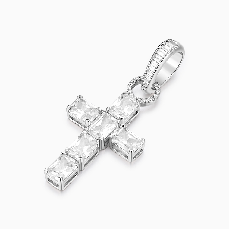 Shining Star Jewelry Manufacturer Men Women Baguette Moissanite Cross Pendant
