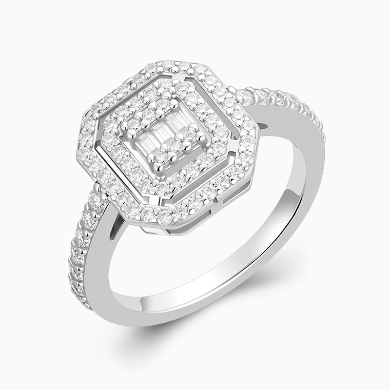 Shining Star Jewelry Sterling Silver Moissanite Engagement Bridal Jewelry Set