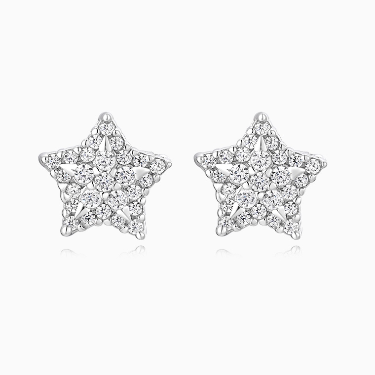 Shining Star Jewelry Fashion Exquisite Moissanite Sparkling Star Stud Earrings