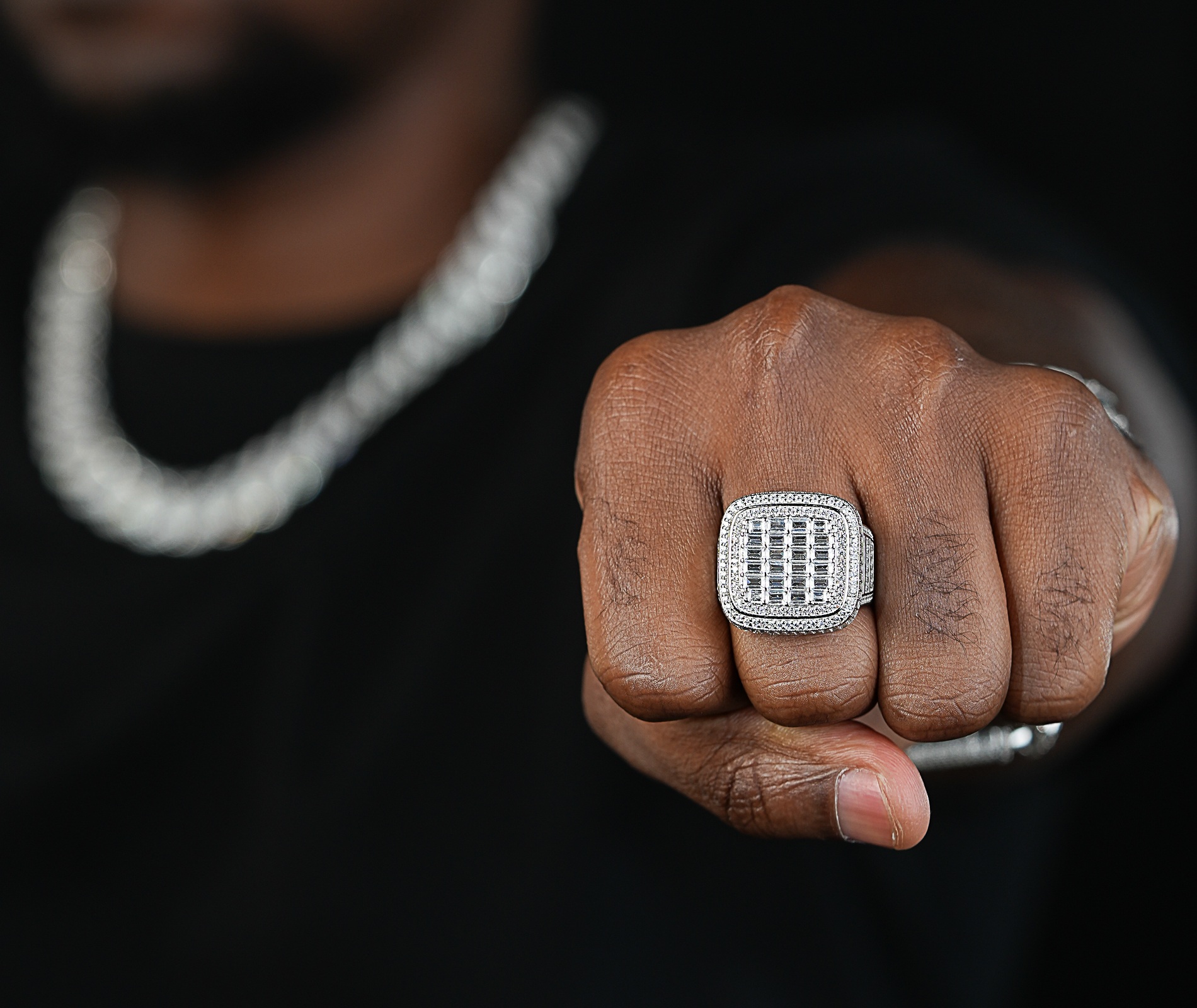 Shining Star Jewelry Hip Hop Iced Baguette Moissanite Men Big Square Chunky Ring