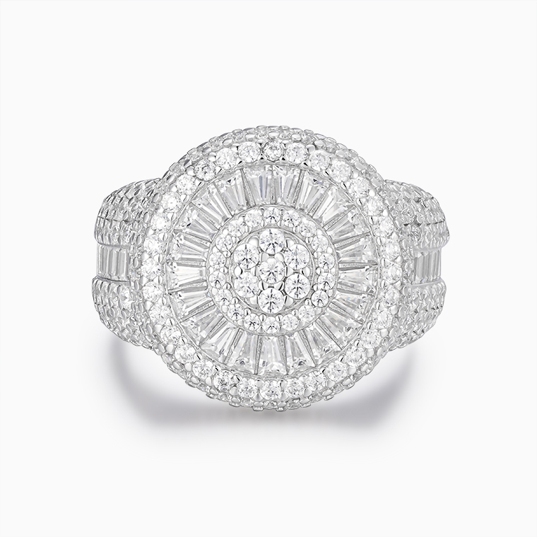 Shining Star Jewelry Hip Hop Rapper Luxury Mossanite Sterling Silver Men Ring