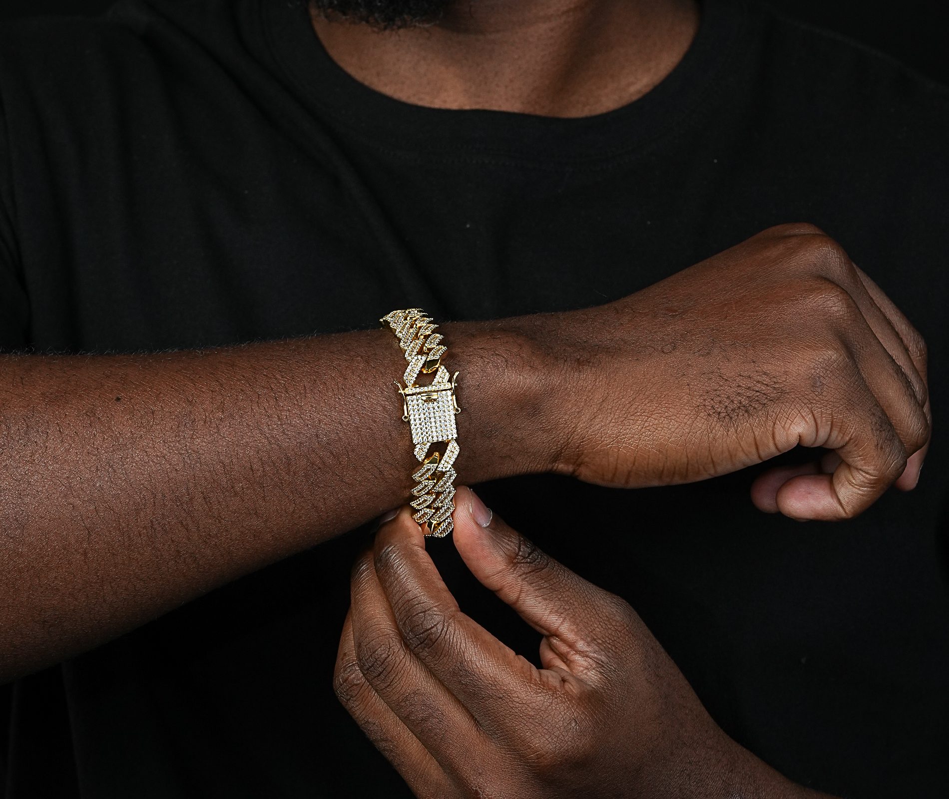 Shining Star Jewelry Trapezoid Gold Plated Micro Pave CZ Iced Out Cuban Bracelet