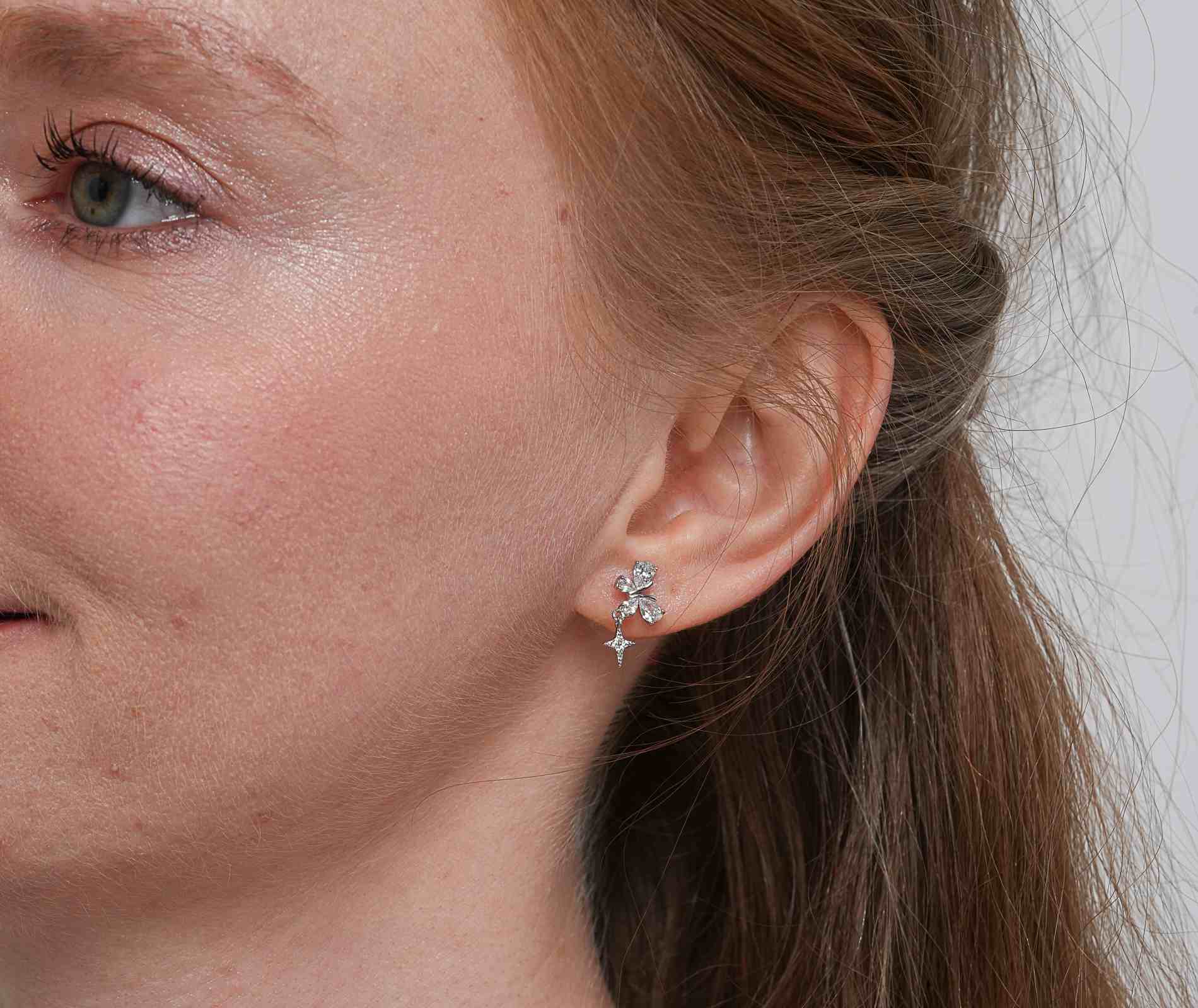 Shining Star Jewelry Fine Jewelry Silver Butterfly Earrings For Girls