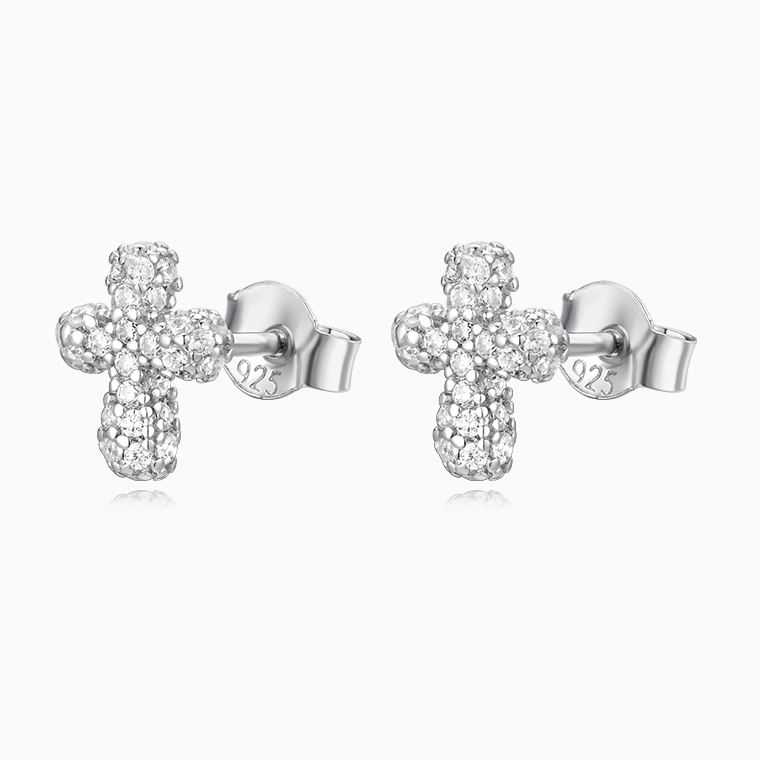 Shining Star Jewelry Simple Style Micro Pave 5A Zircon Cross Minimalist Earrings