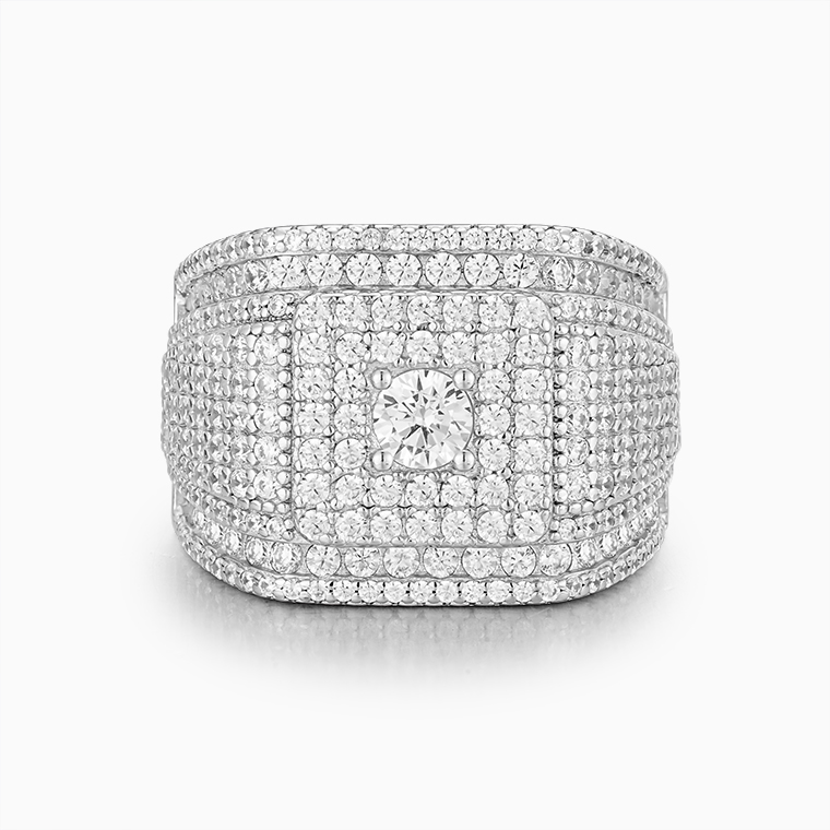 Shining Star Jewelry Hip Hop Mens Moissanite Round Brilliant Cut Iced Out Ring