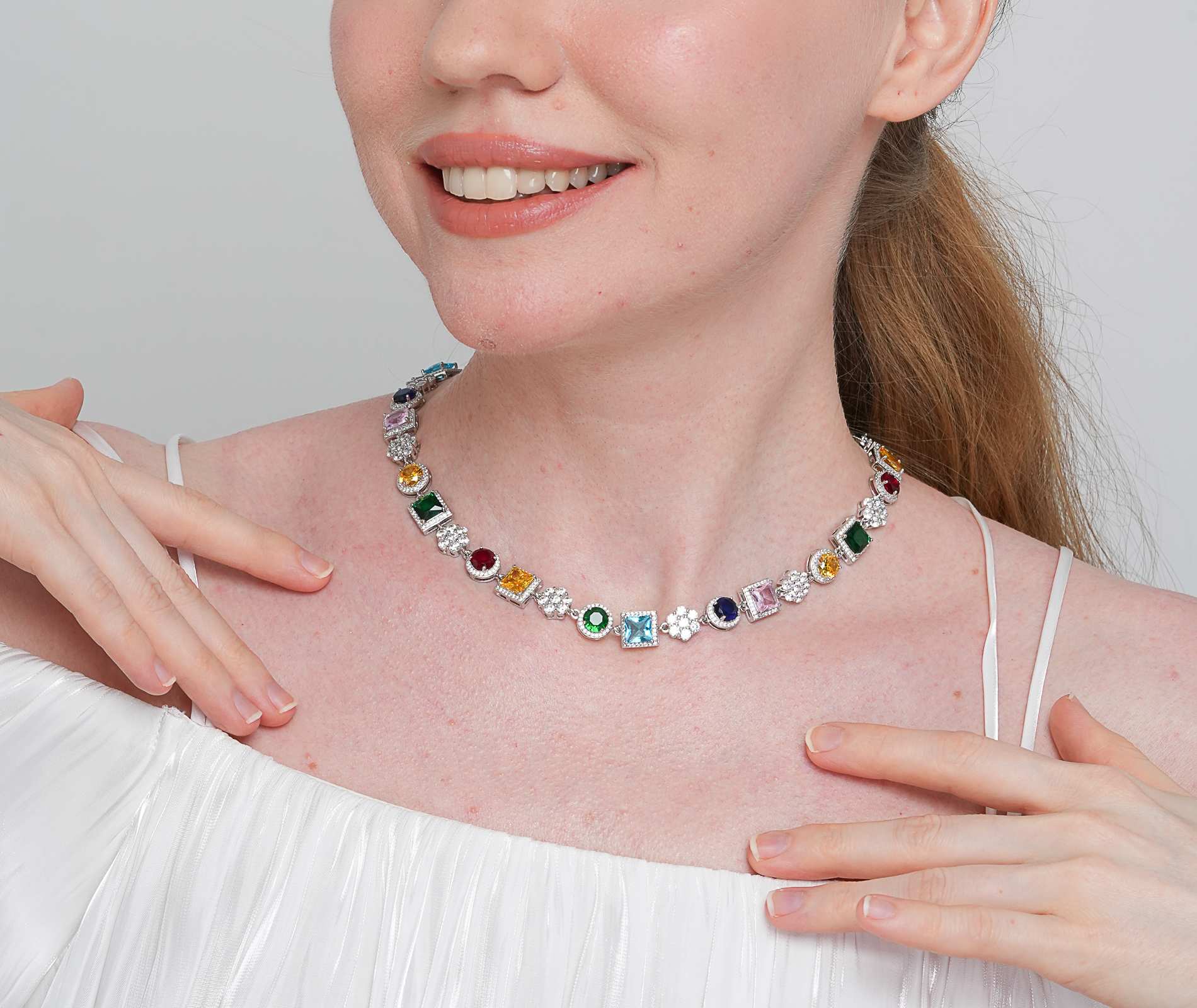 Shining Star Jewelry Chunky Zircon Color Tennis Chain Necklace For Women