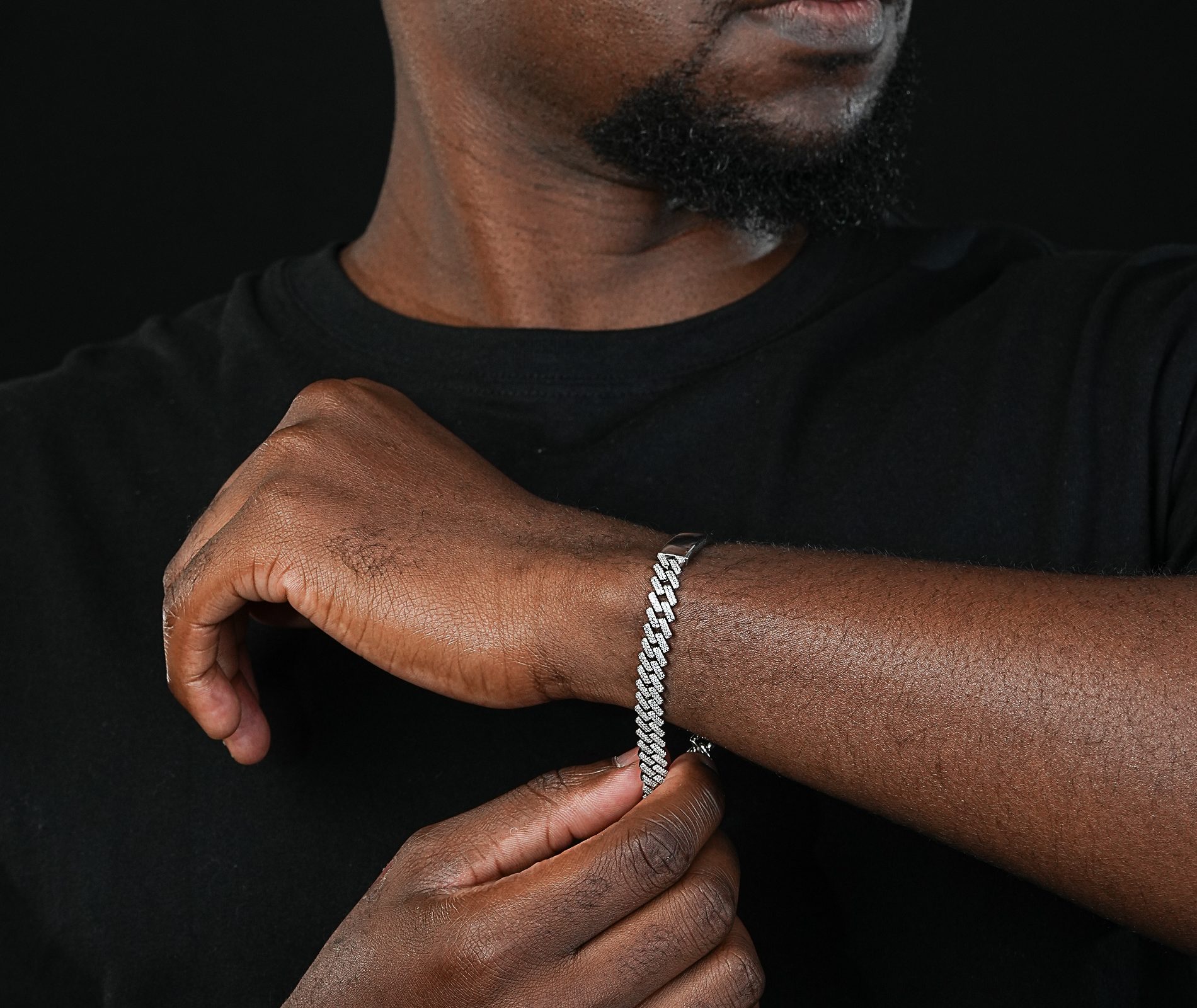 Shining Star Jewelry Rock Punk Style Custom Logo Sterling Silver Cuban Bracelet