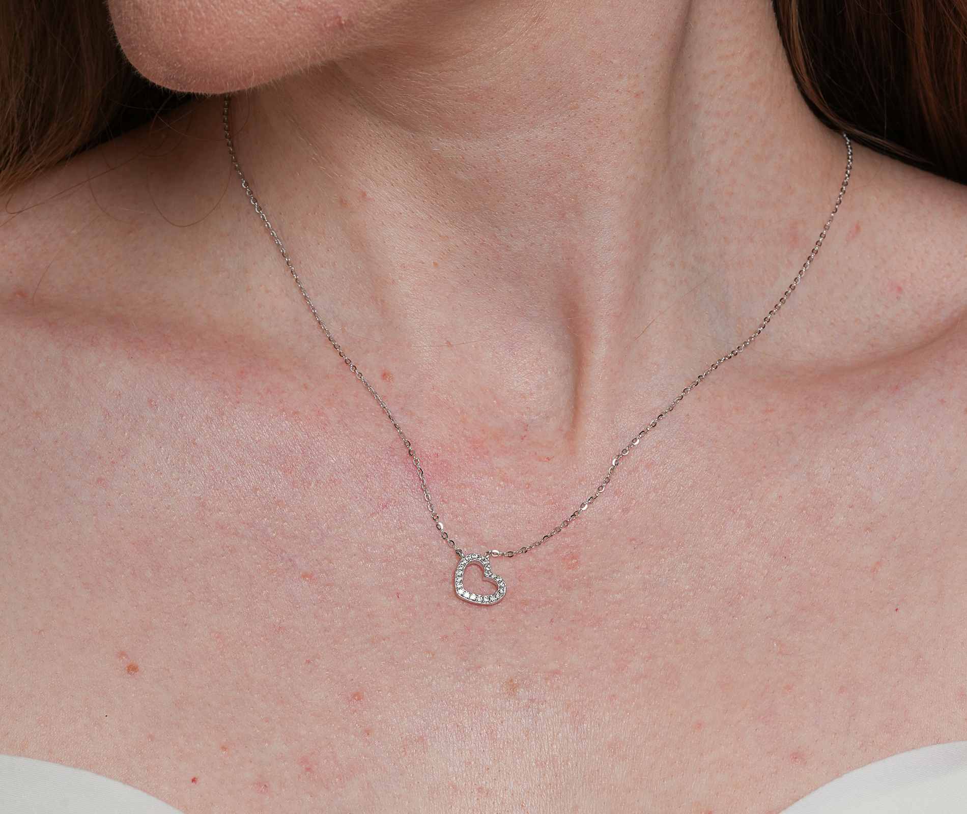 Shining Star Jewelry Lover Gift Zircon Hollow Heart Pendant Fine Necklace Women