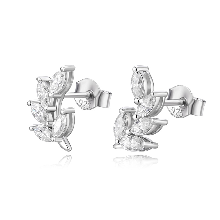 Shining Star Jewelry Women Marquise Diamond VVS Moissanite Leaves Stud Earrings