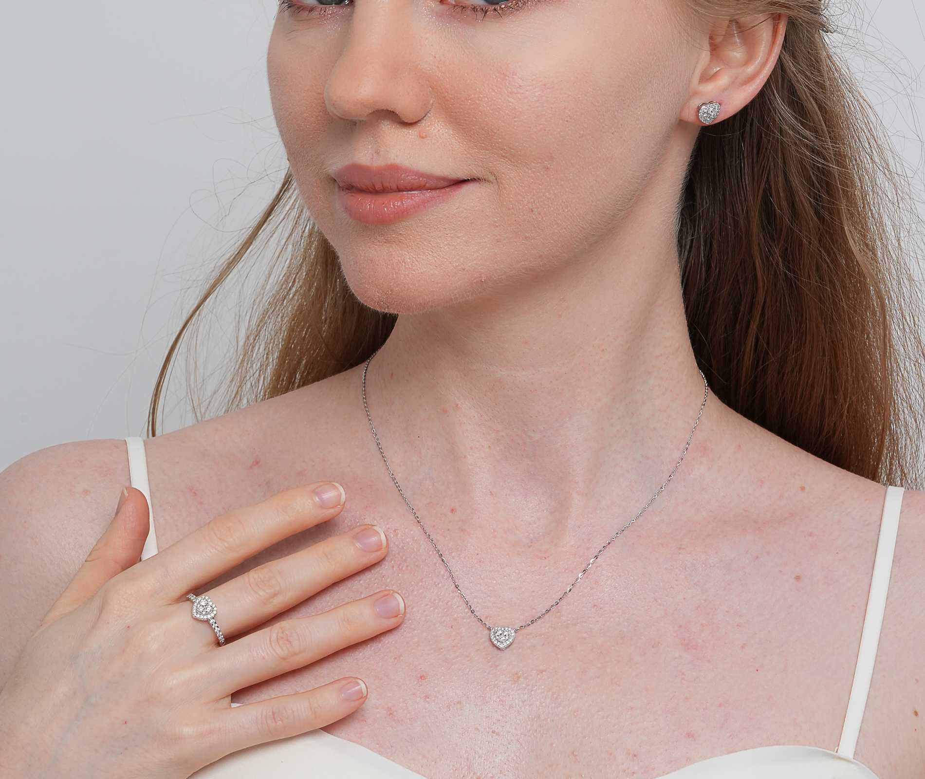 Shining Star Jewelry Women's Engagement Sterling Silver Moissanite Jewelry Set Shining Star Jewelry Women's Engagement Sterling Silver Moissanite Jewelry Set