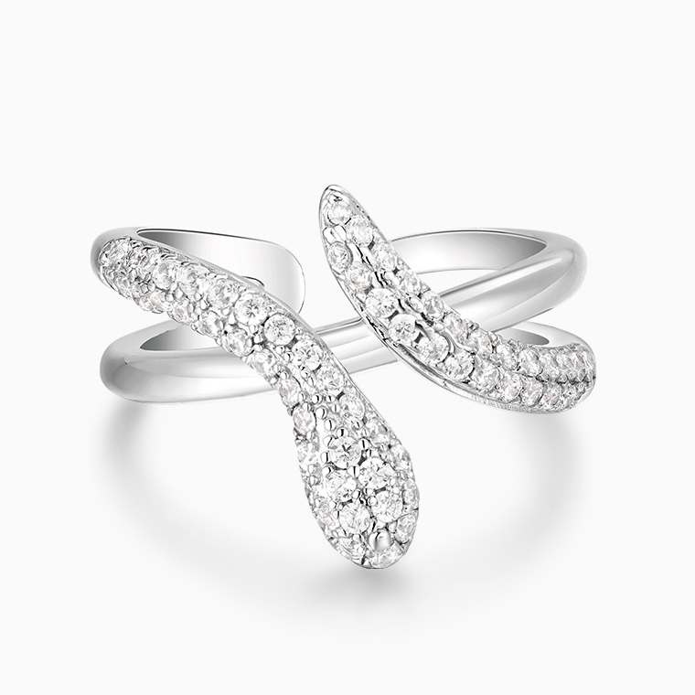 Shining Star Jewelry Adjustable Moissanite Three Dimensional Snake Open Ring