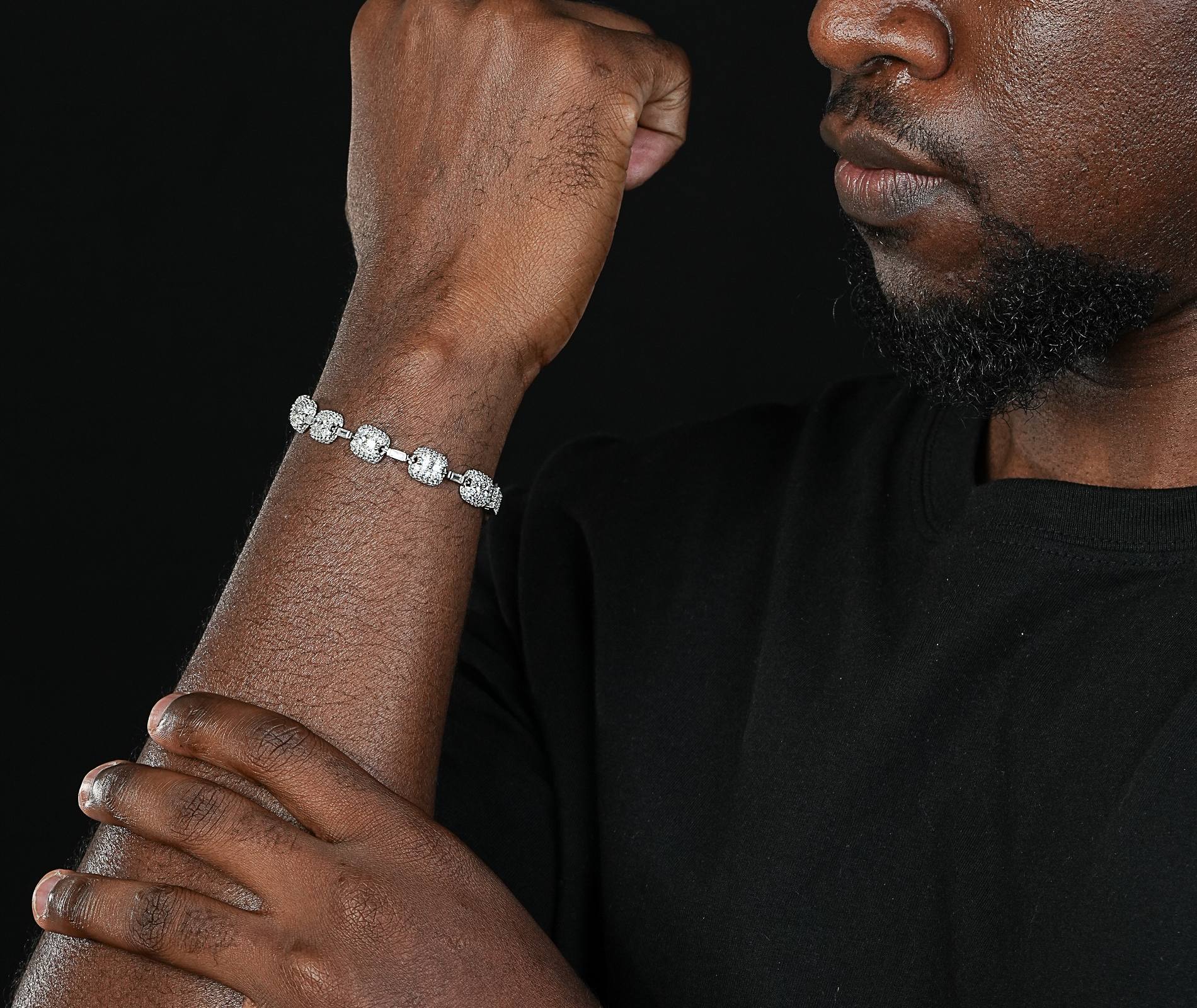 Shining Star Jewelry Trendy Hip Hop Baguette Moissanite Gothic Cross Bracelet