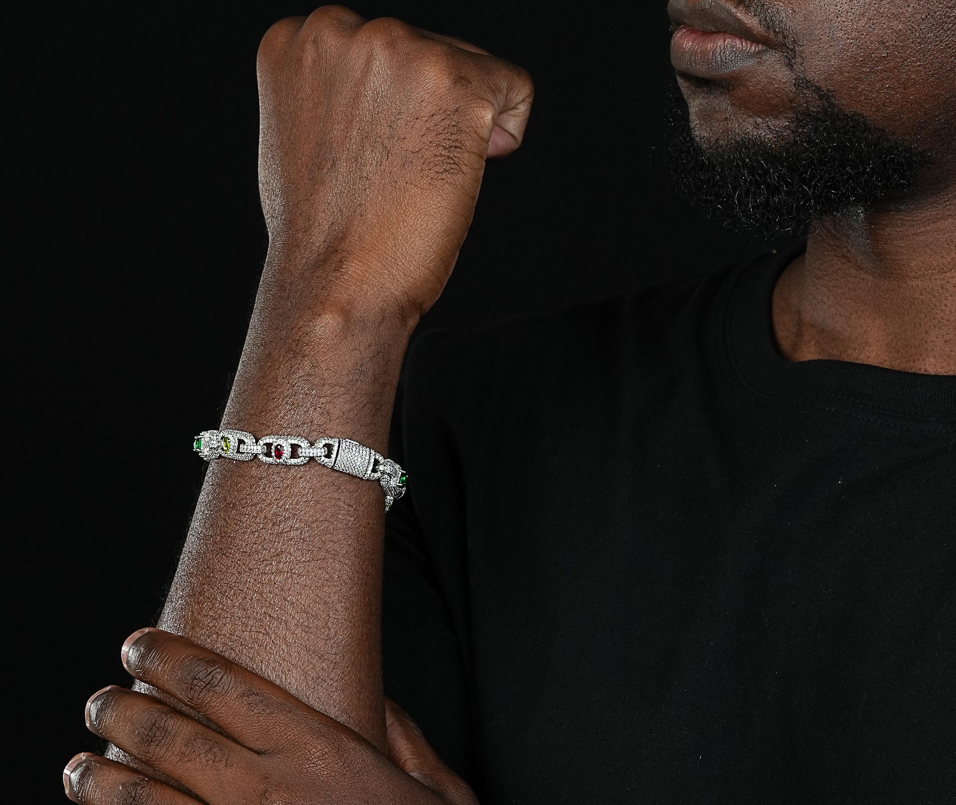 Shining Star Jewelry Luxurious Colored Zircon Moissanite Stylish Cuban Bracelet