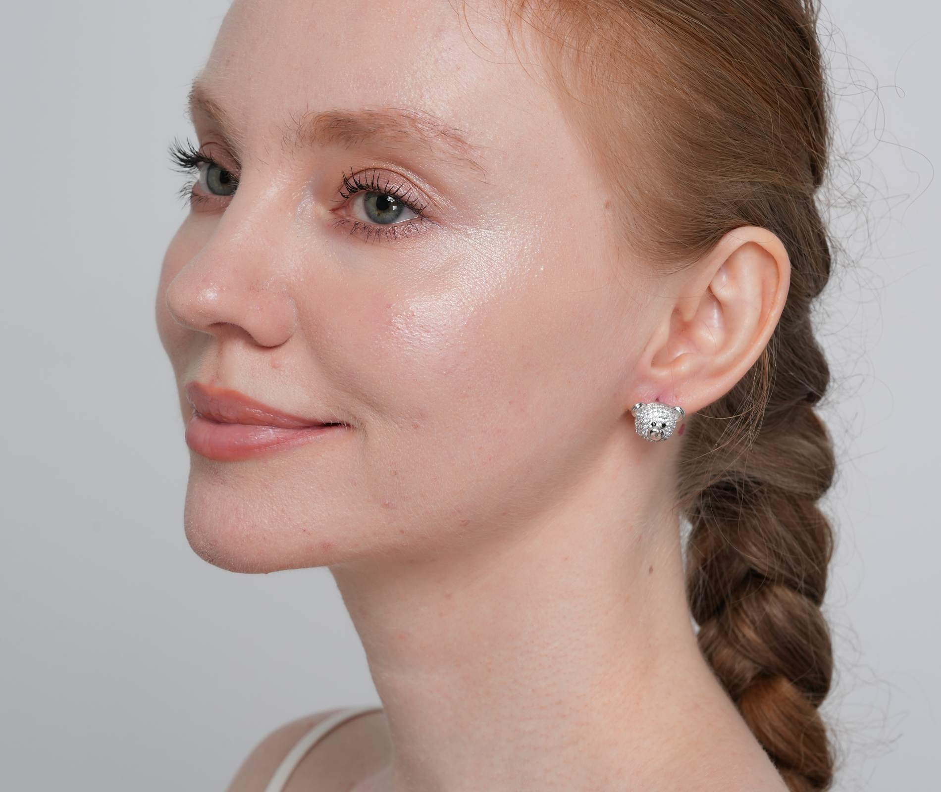 Shining Star Jewelry Girl's Sterling Silver Moissanite Cute Bear Stud Earrings