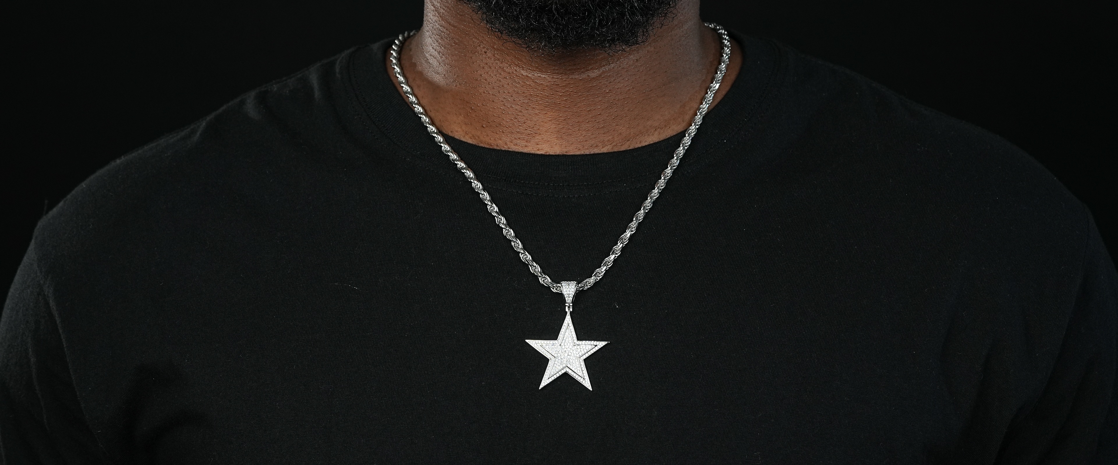 Shining Star Jewelry Fine Men Hiphop Iced Cz Star Pendant Necklaces