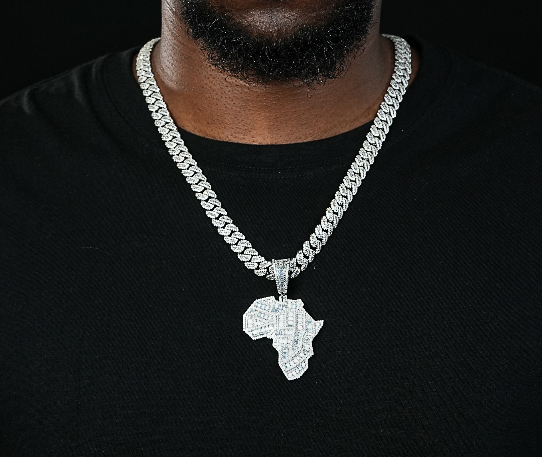 Shining Star Jewelry Manufacturer Vvs Moissanite Men Africa Map Silver Pendant