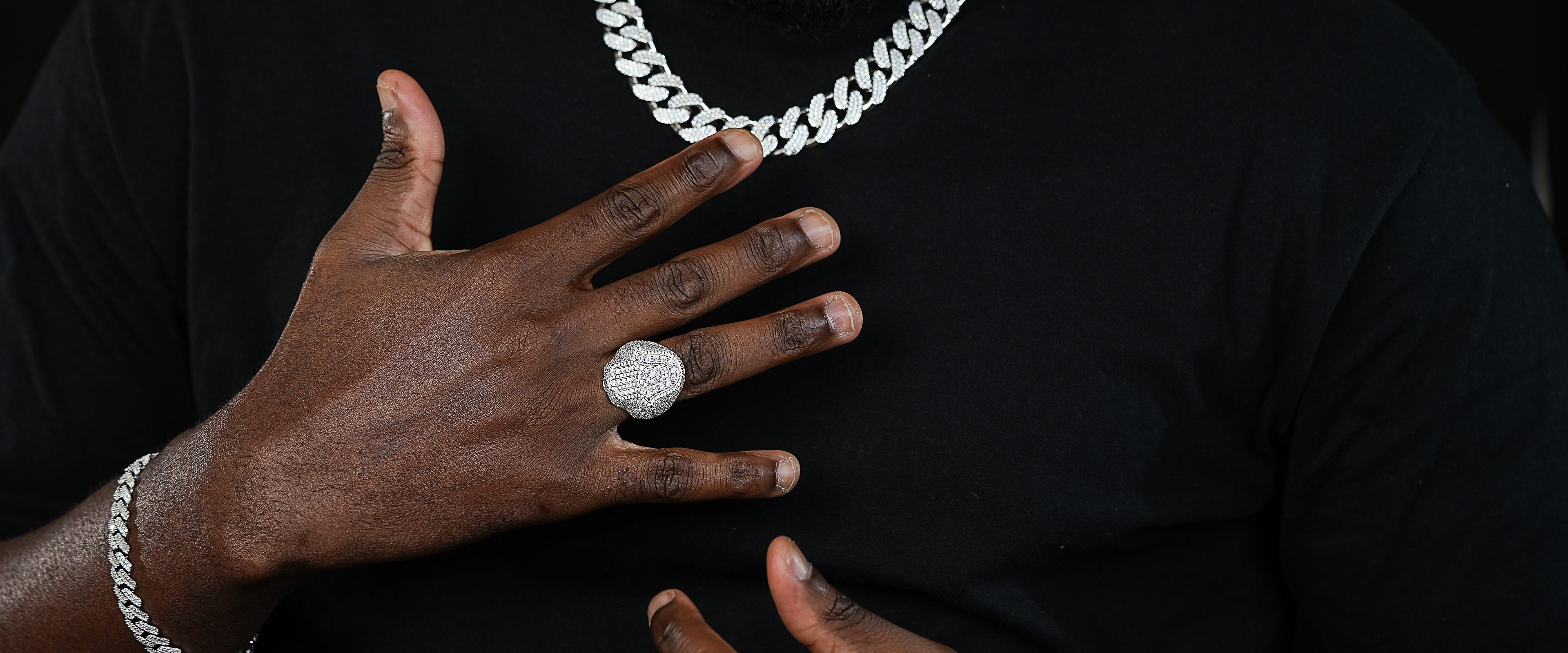 Shining Star Jewelry Chunky 925 Sterling Silver Moissanite Men Hamsa Ring