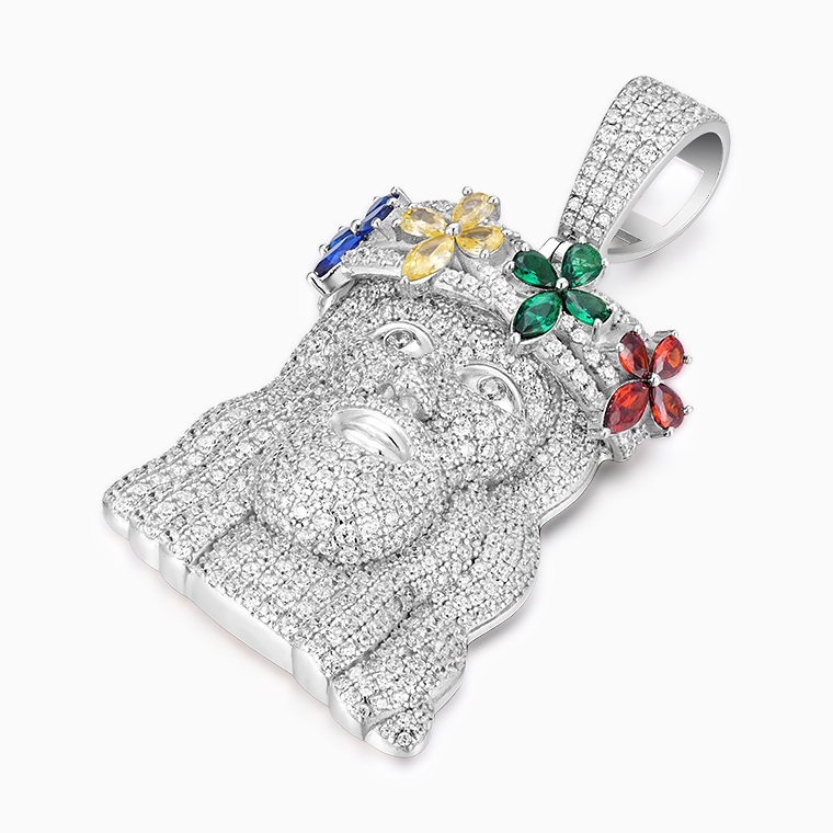 Shining Star Jewelry Fashion Design Colored Diamond Moissanite Jesus Pendant