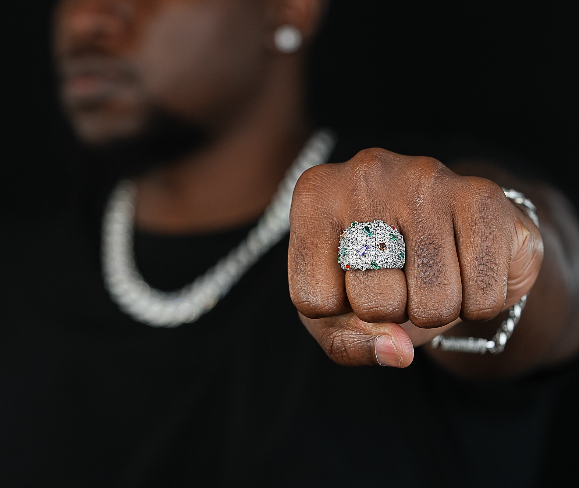 Shining Star Jewelry Hip Hop Irregular Colored Zircon Moissanite Men Chunky Ring Shining Star Jewelry Hip Hop Irregular Colored Zircon Moissanite Men Chunky Ring