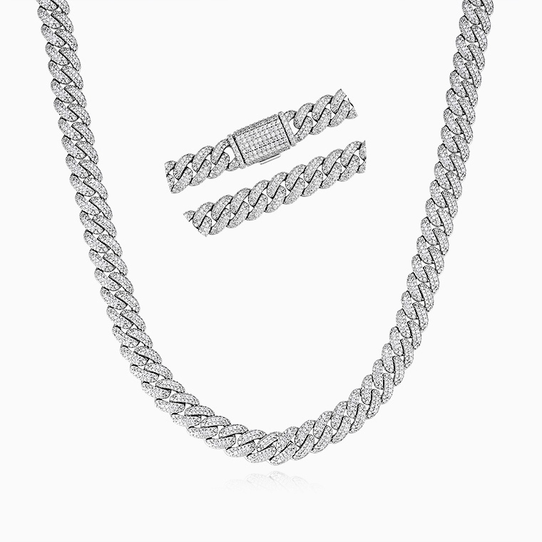 Shining Star Jewelry 14mm Sterling Silver Iced Out VVS Moissanite Cuban Necklace