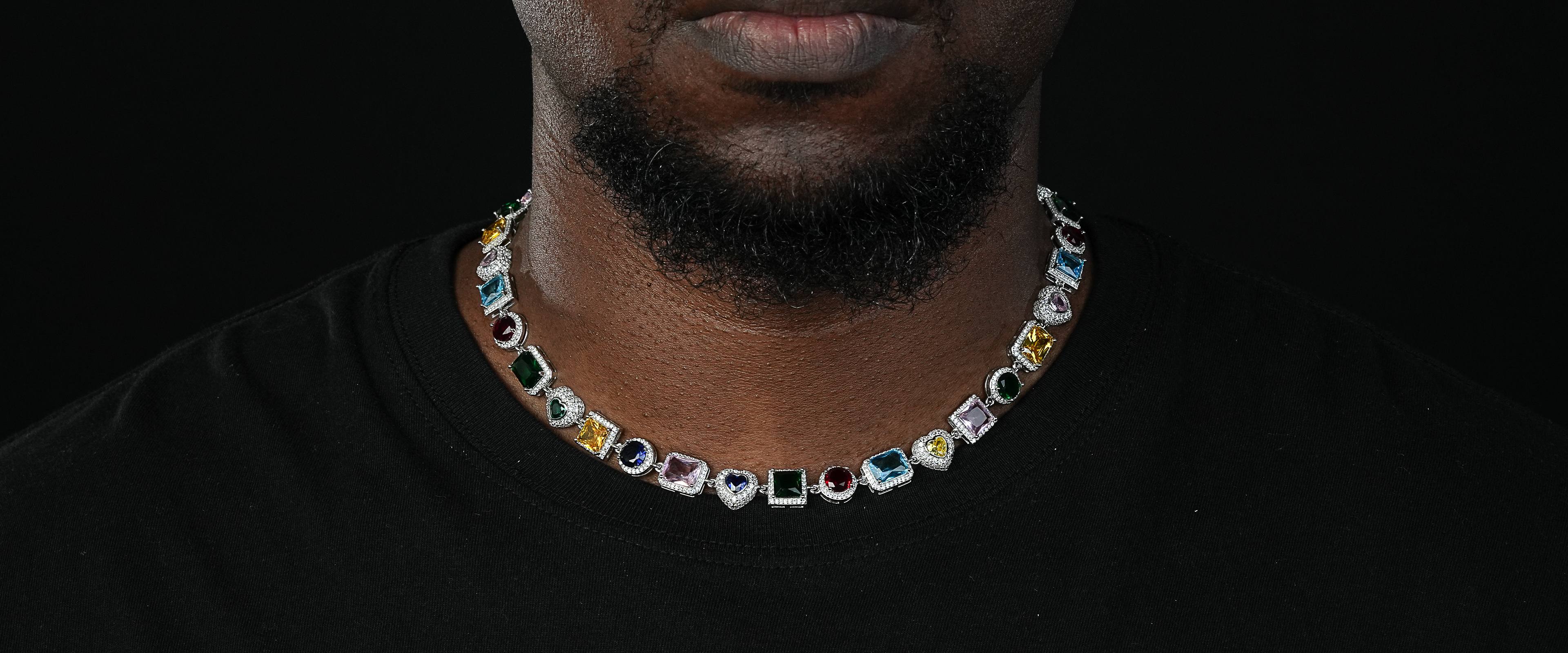 Shining Star Jewelry Mixed Gemstone Tennis Chain Colored Necklace For Women Shining Star Jewelry Mixed Gemstone Tennis Chain Colored Necklace For Women