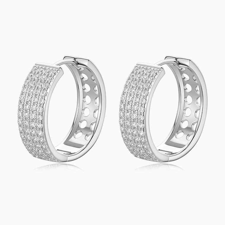 Shining Star Jewelry Fashion Trend 925 Silver Moissanite Huggies Earrings Women Shining Star Jewelry Fashion Trend 925 Silver Moissanite Huggies Earrings Women