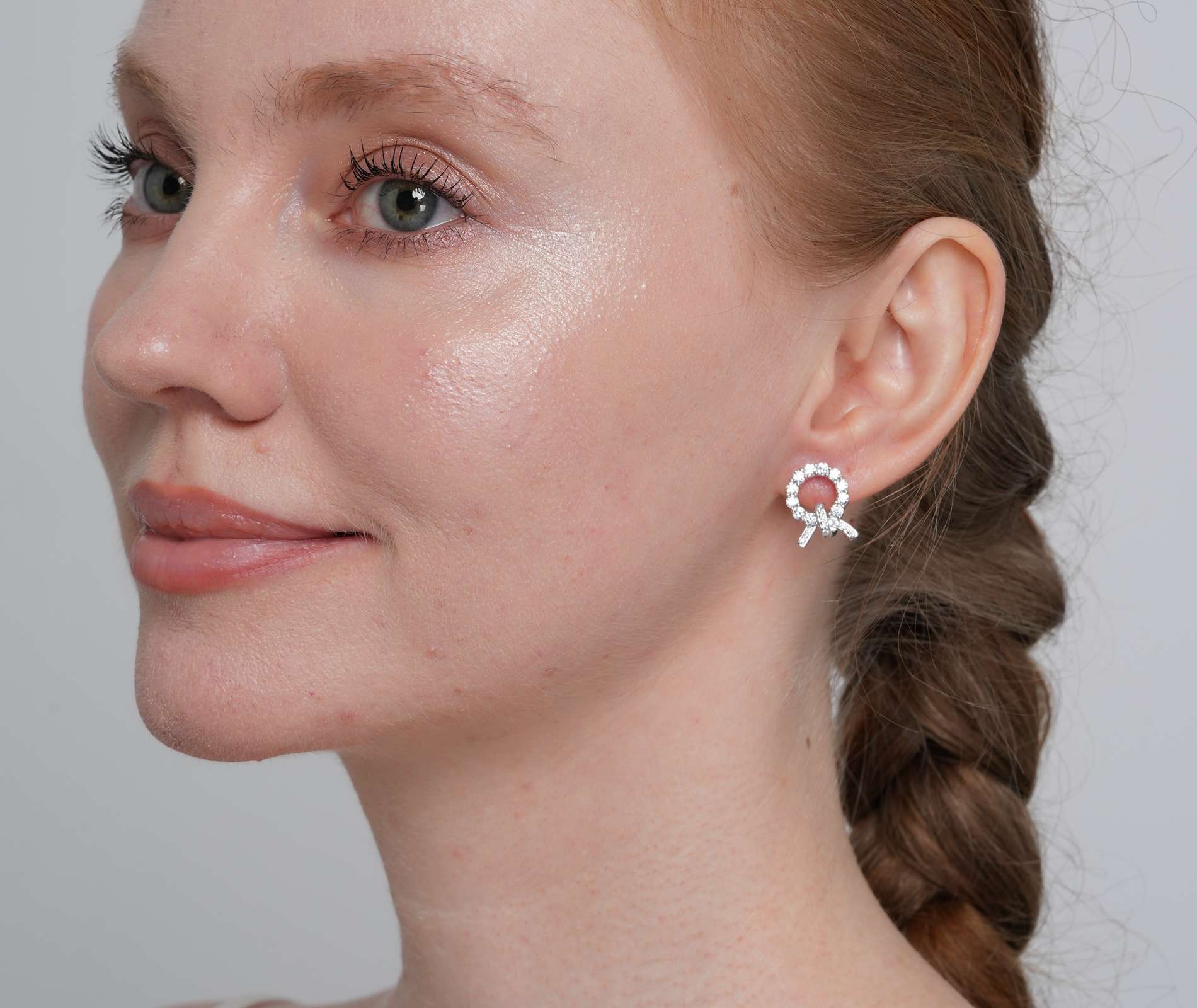 Shining Star Jewelry Women's Simple Style Sterling Silver Zircon Stud Earrings