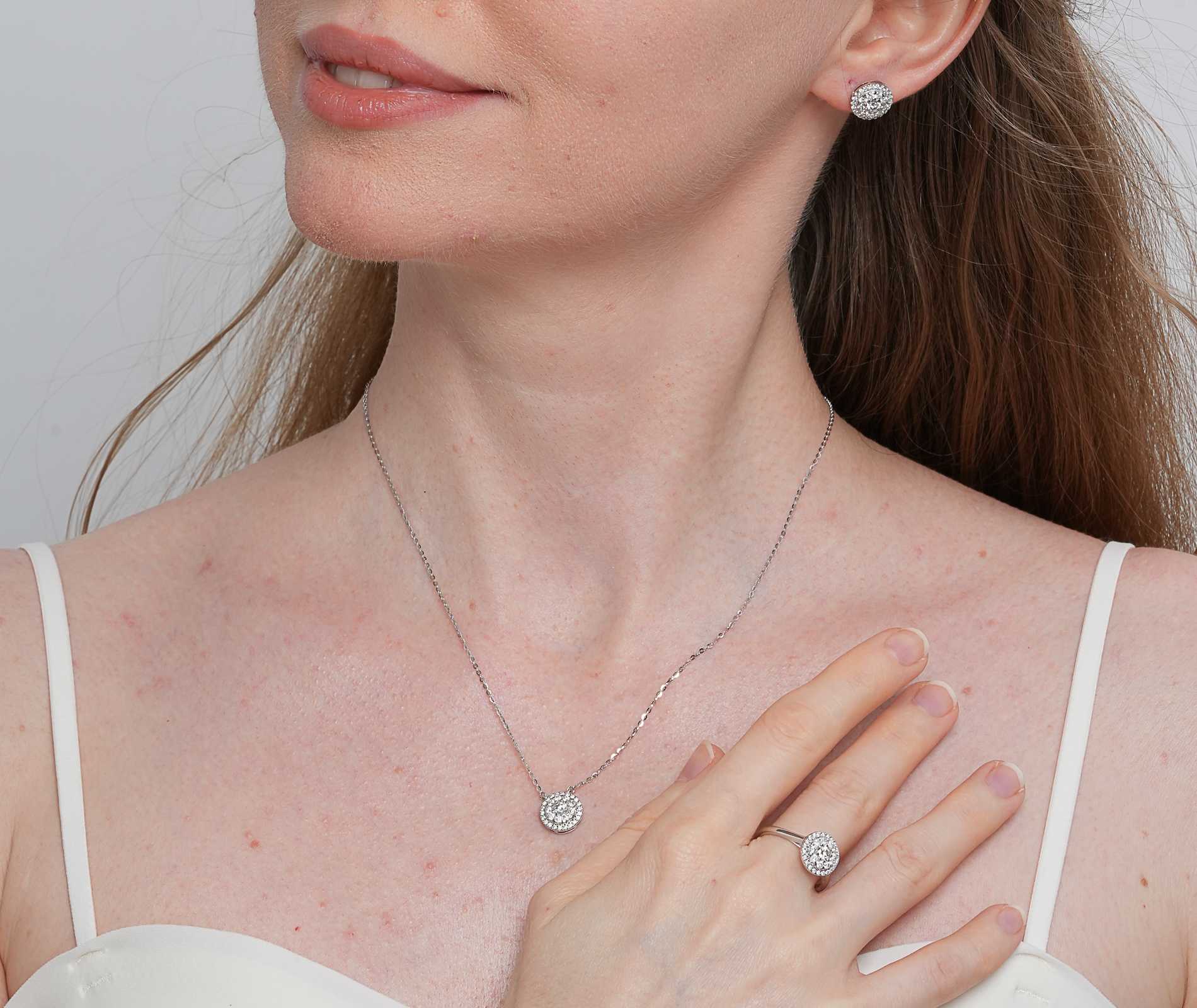 Shining Star Jewelry 925 Sterling Silver Necklace Earrings Ring Jewelry Set