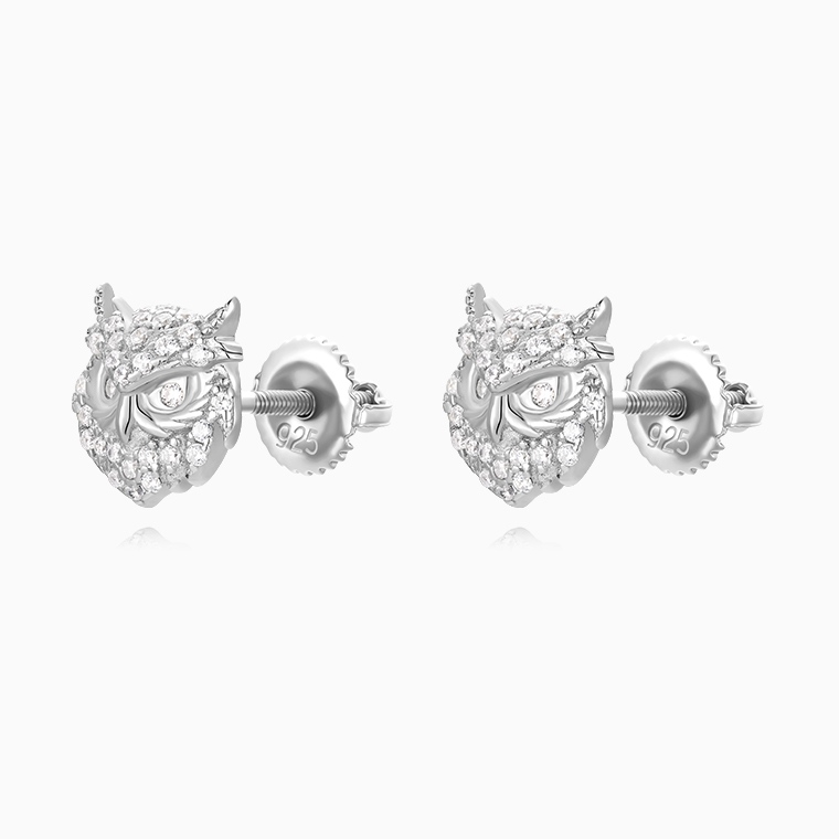 Shining Star Jewelry Hiphop Men High Quality Moissanite Animal owl Stud Earrings