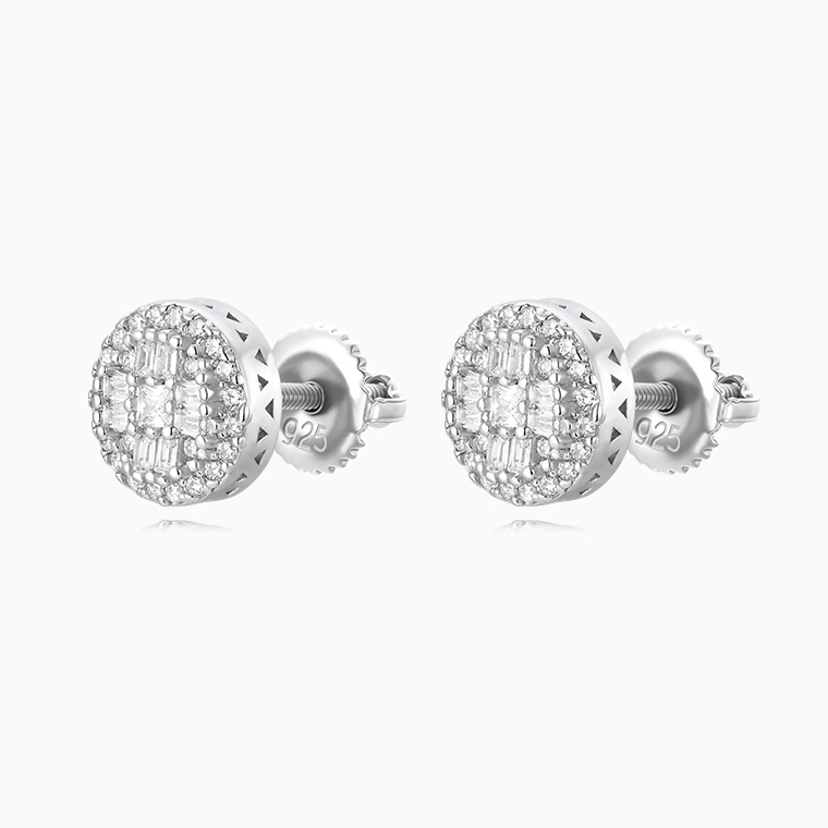 Shining Star Jewelry Hip Hop Mens 5A Zircon S925 Classic Iced Out Stud Earrings