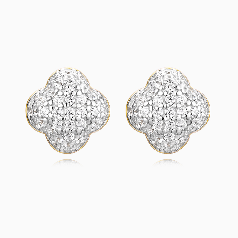 Shining Star Jewelry Micro Pave Zircon Hip Hop Men Iced Out Flower Stud Earrings