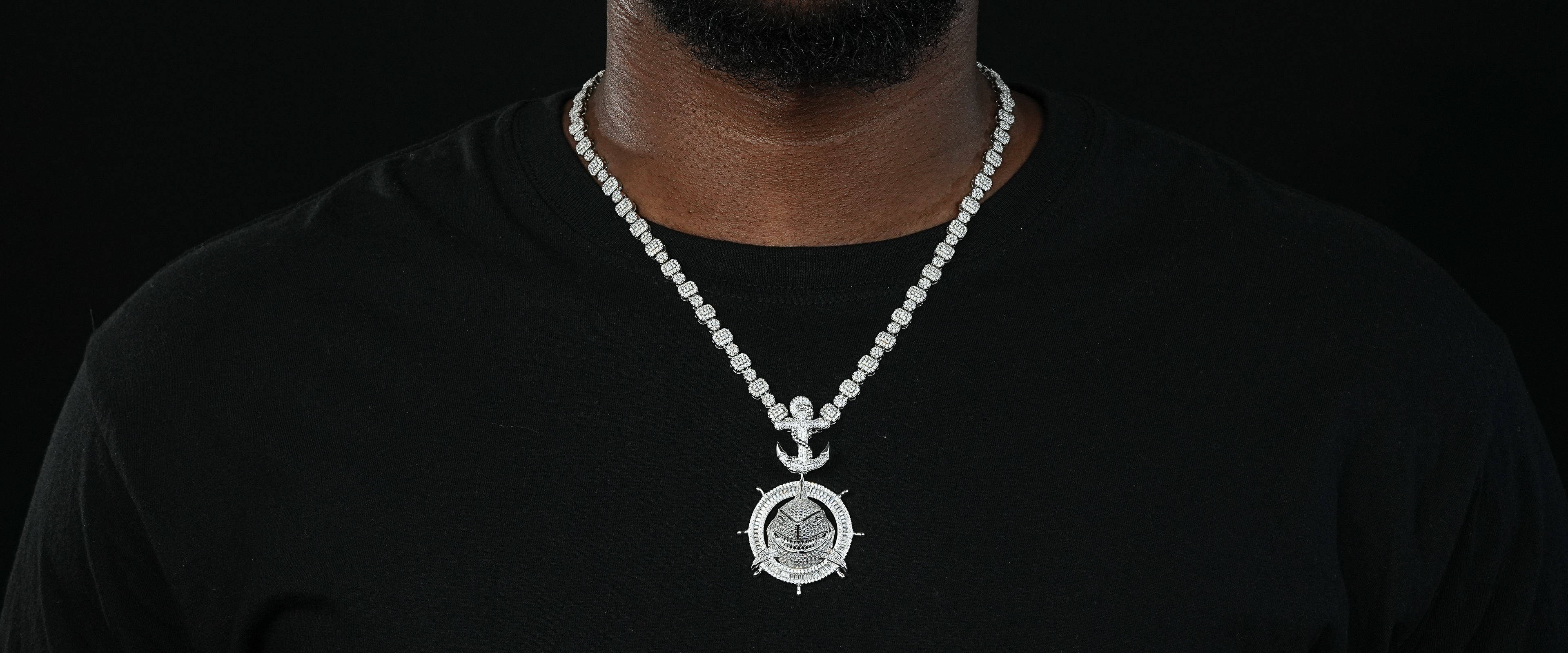 Shining Star Jewelry Silver Zircon Large Shark Pendant Hip Hop Men's Pendants