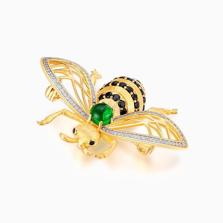 Shining Star Jewelry Women's Gemstone Colored Zircon 925 Silver Bee Brooch
