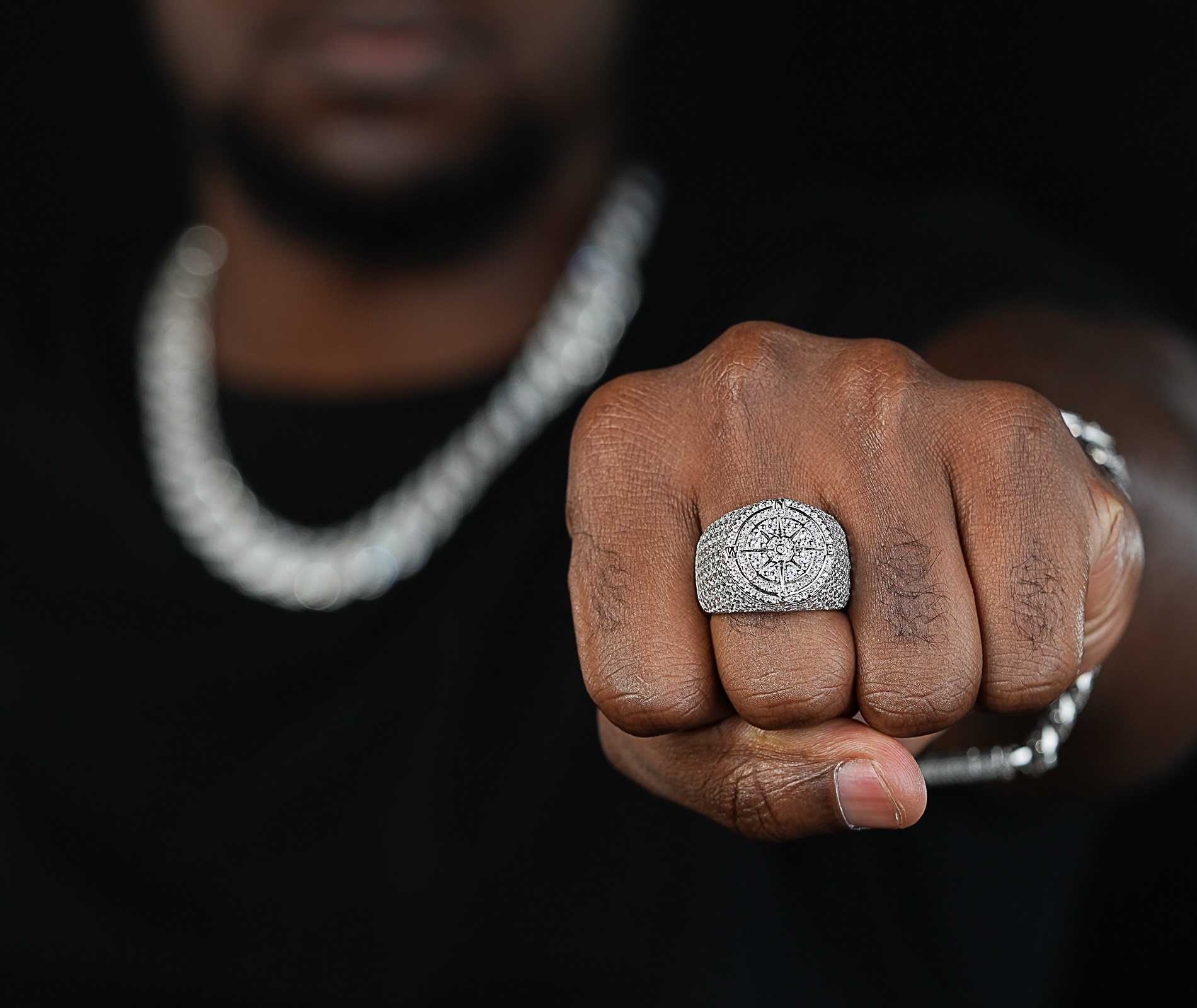 Shining Star Jewelry New Arrival VVS Moissanite Compass Pattern Fashion Men Ring