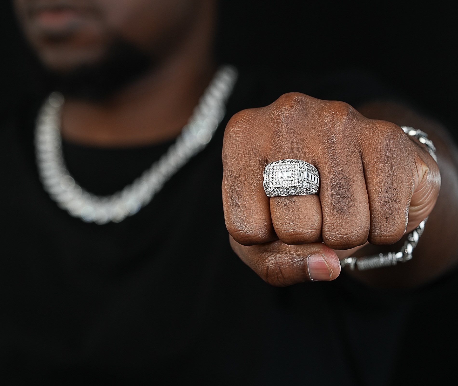 Shining Star Jewelry Hip Hop Classic Style Sterling Silver Zircon Iced Out Ring