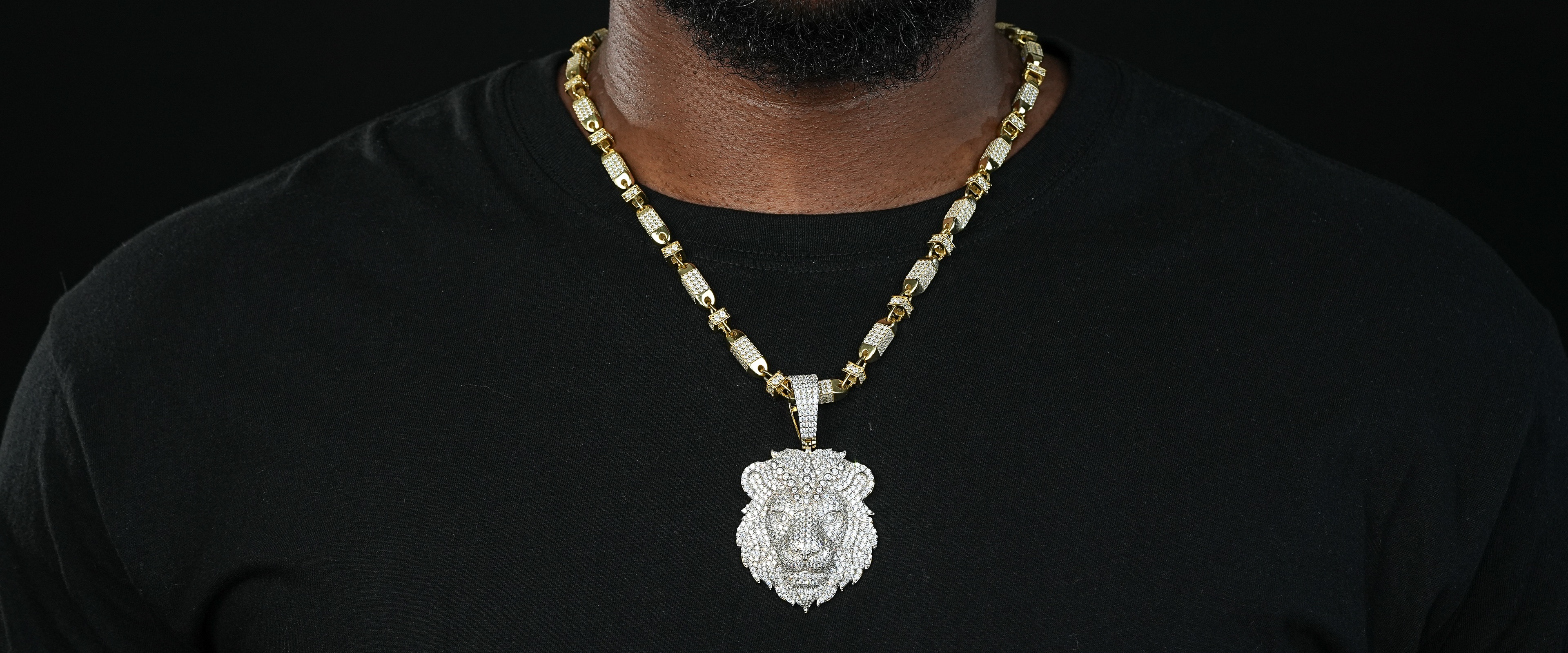 Shining Star Jewelry Fine 925 Sterling Silver Iced Cz White Gold Lion Pendant