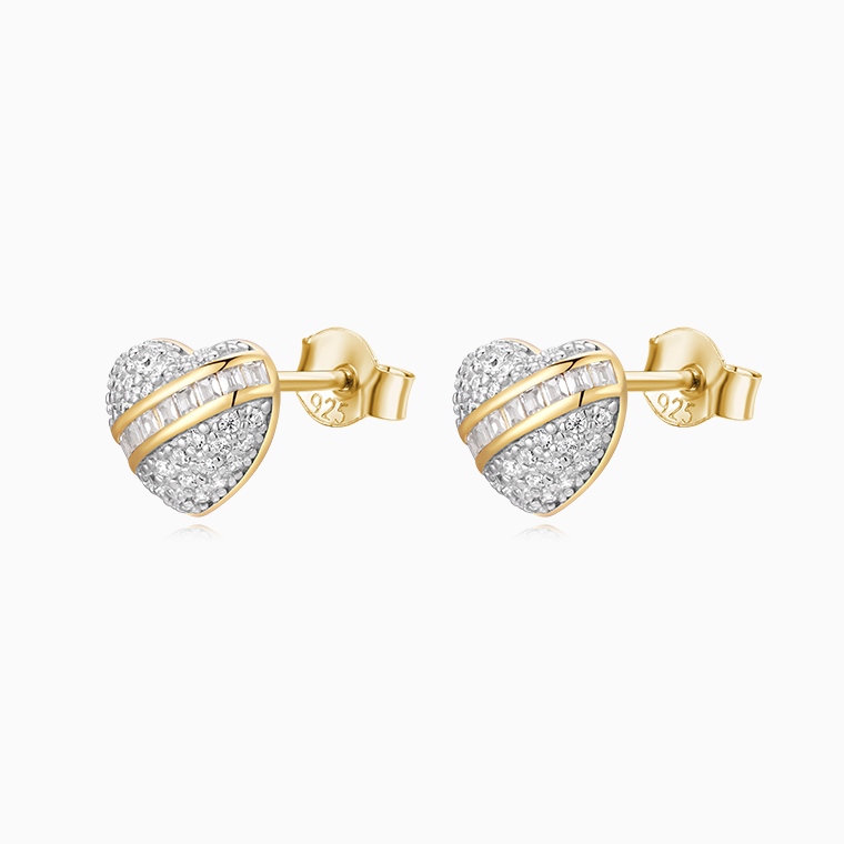 Shining Star Jewelry Romantic Luxury Diamond Sterling Silver Love Heart Earrings