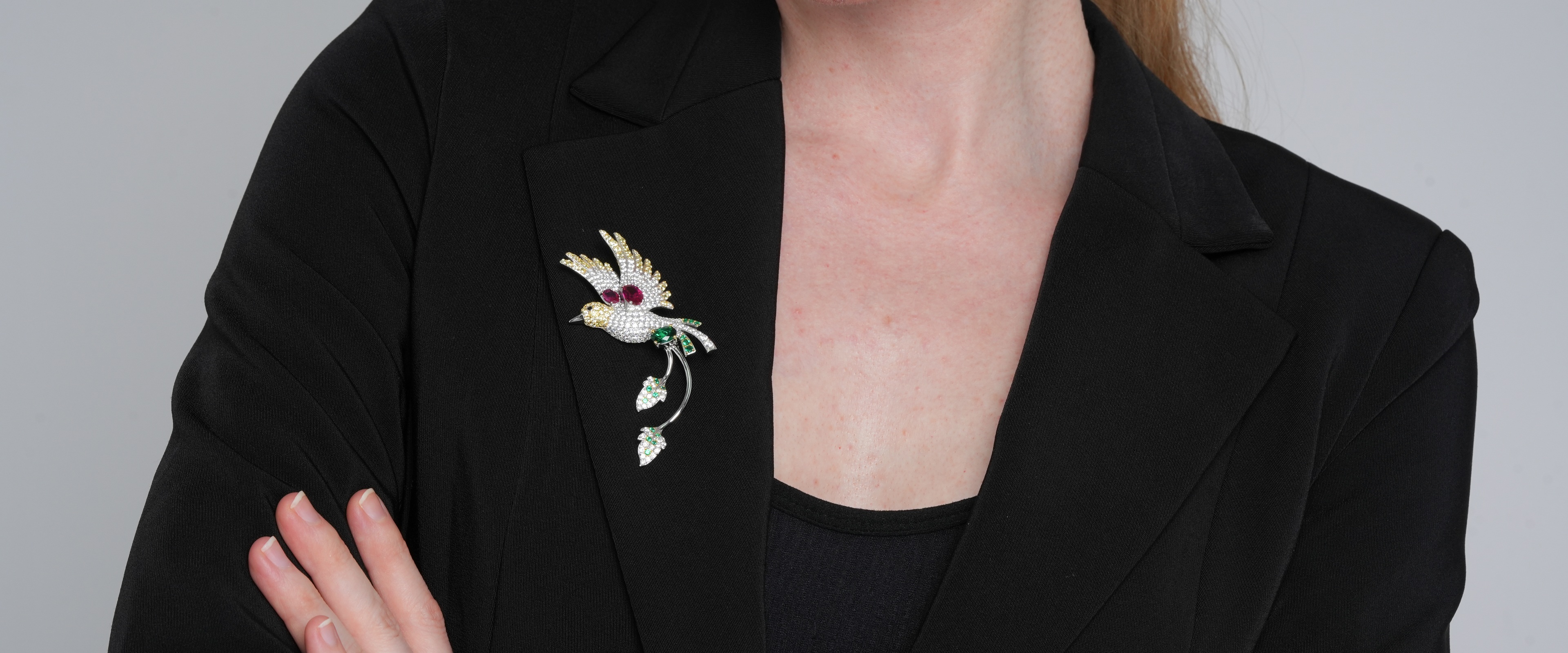 Shining Star Jewelry Luxury Women Jewelry Color Zirconia 925 Silver Bird Brooch