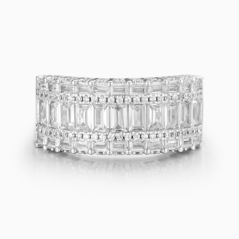 Shining Star Jewelry Sterling Silver Half Eternity 5A Zircon Wedding Band Ring
