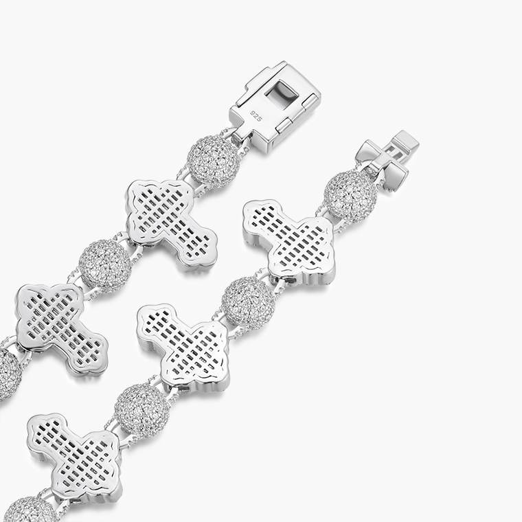 Shining Star Jewelry Fashionable Hip Hop Beaded Chain Baguette CZ Cross Necklace