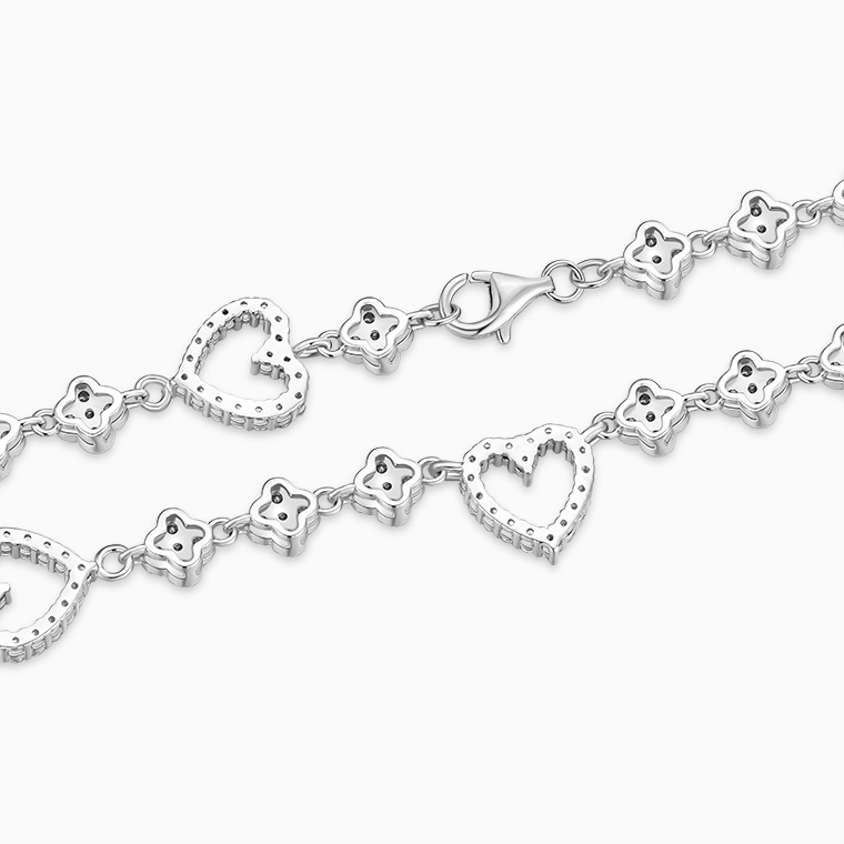 Shining Star Jewelry Women's Fine Moissanite Heart Four Leaf Clover Necklace Shining Star Jewelry Women's Fine Moissanite Heart Four Leaf Clover Necklace