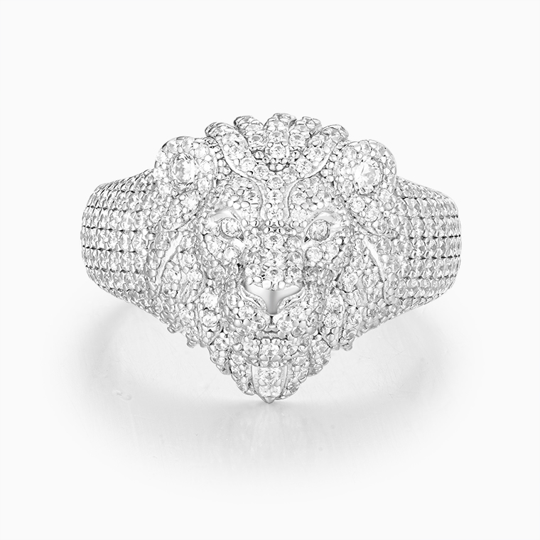 Shining Star Jewelry High Quality Sterling Silver Moissanite Hip Hop Tiger Ring