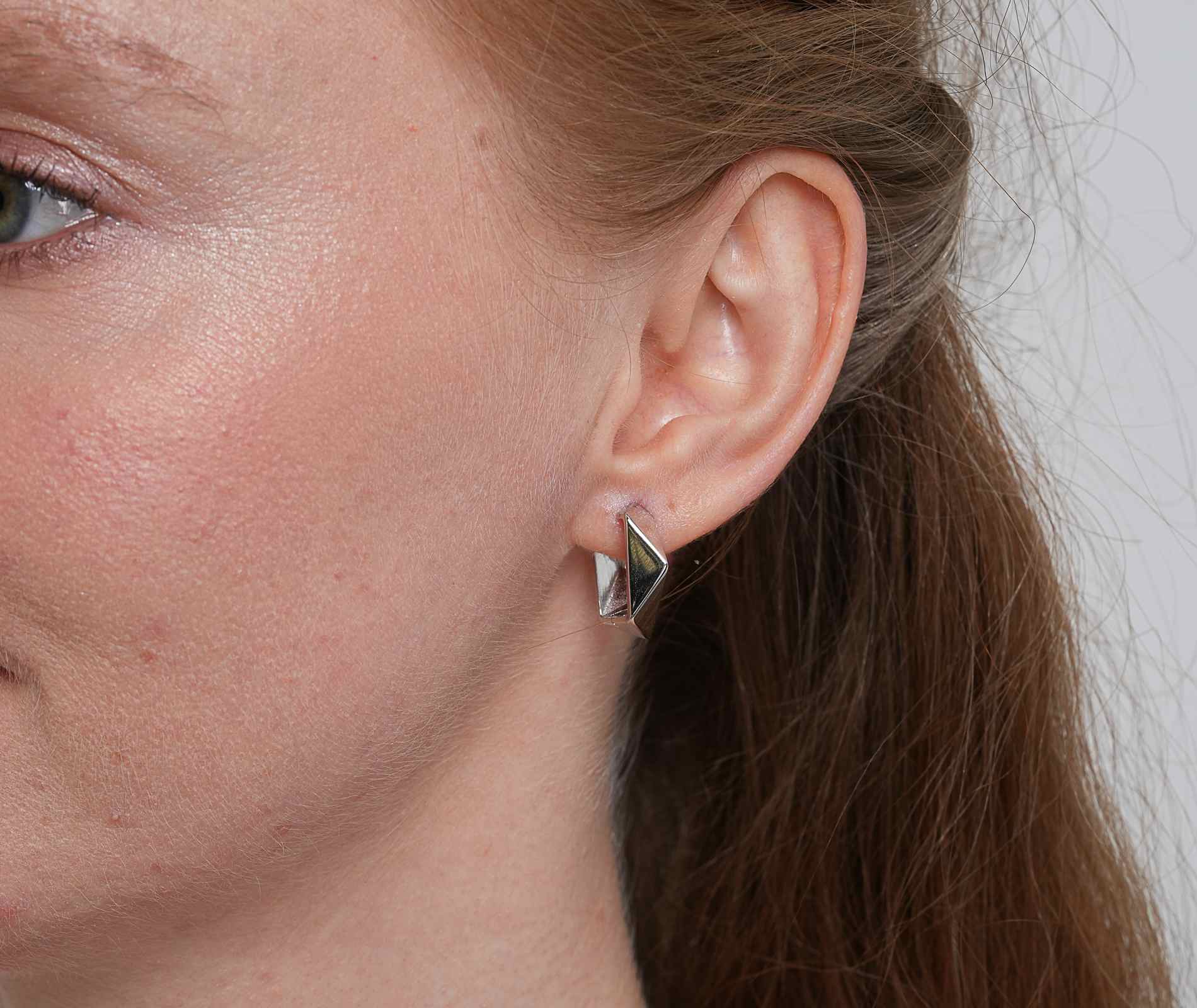 Shining Star Jewelry Fashion 925 Sterling Silver Smooth Rhombus Hoop Earrings