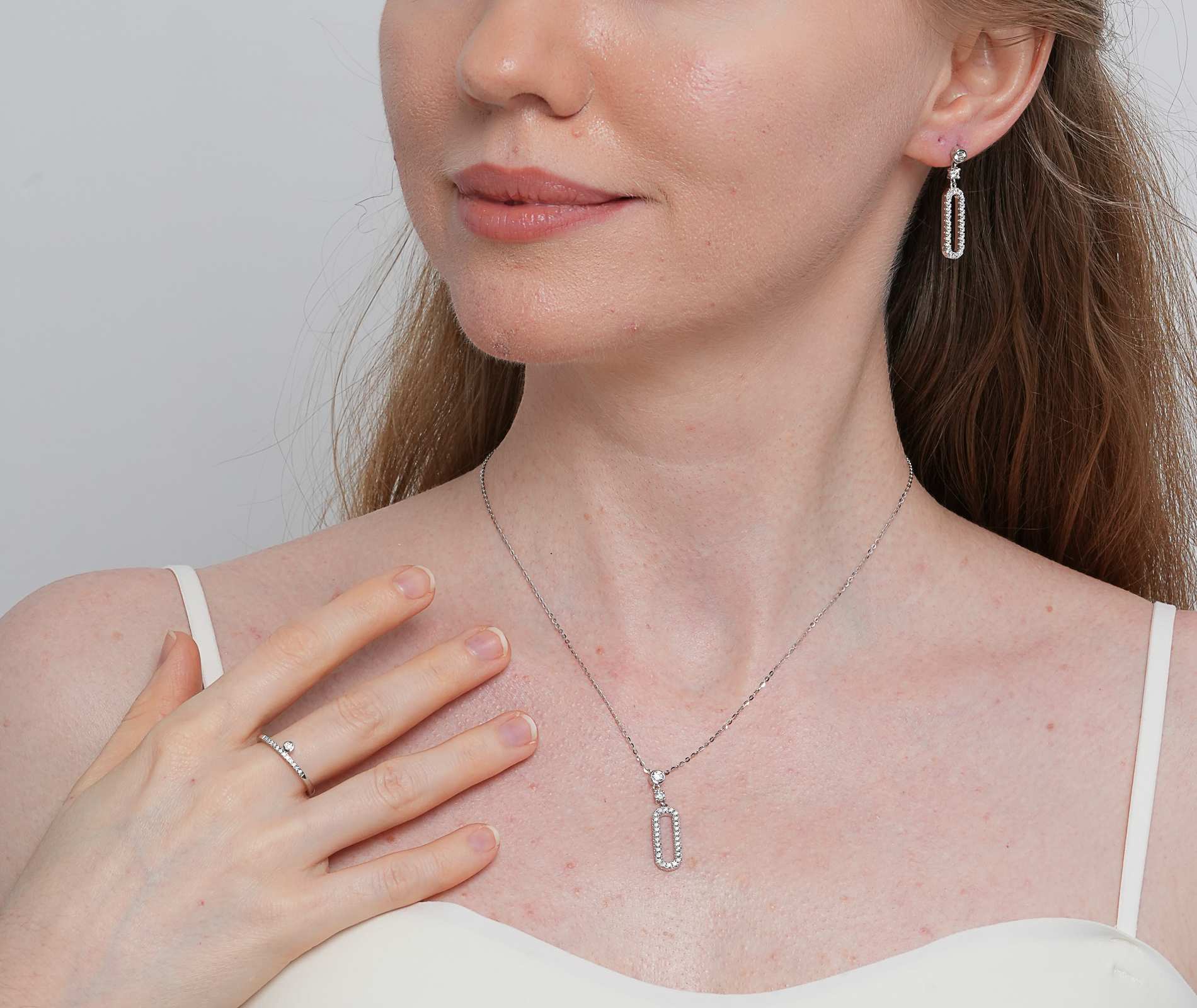 Shining Star Jewelry Geometry Fine Moissanite 3 Piece Jewelry Sets For Women