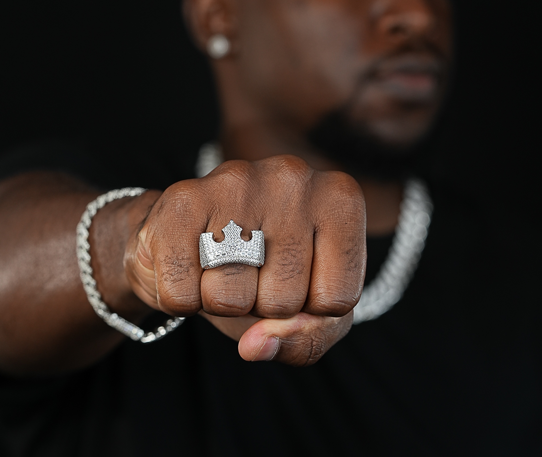 Shining Star Jewelry New Trend Hip Hop Mens Zircon 925 Silver Iced Out King Ring