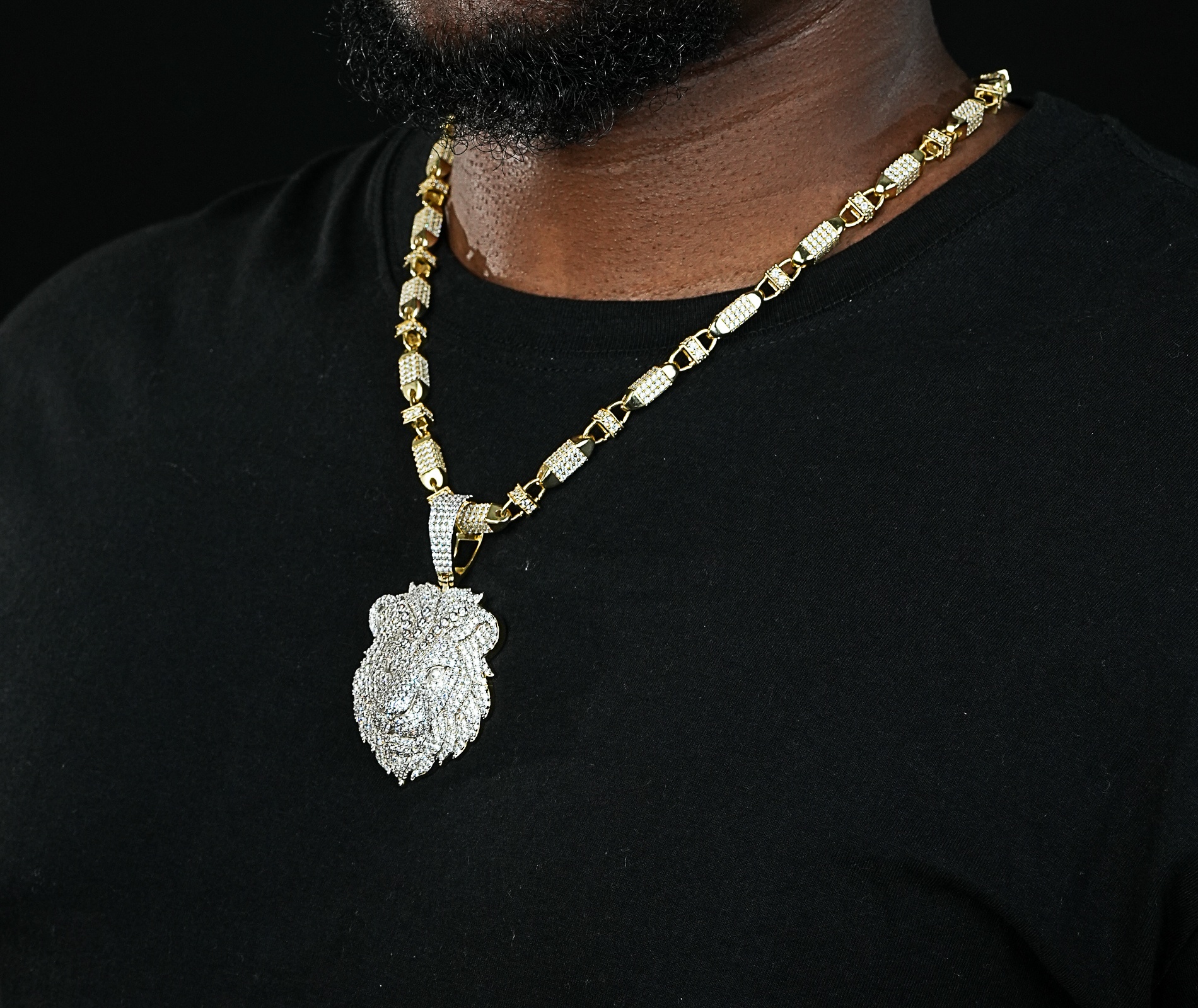 Shining Star Jewelry Fine 925 Sterling Silver Iced Cz White Gold Lion Pendant