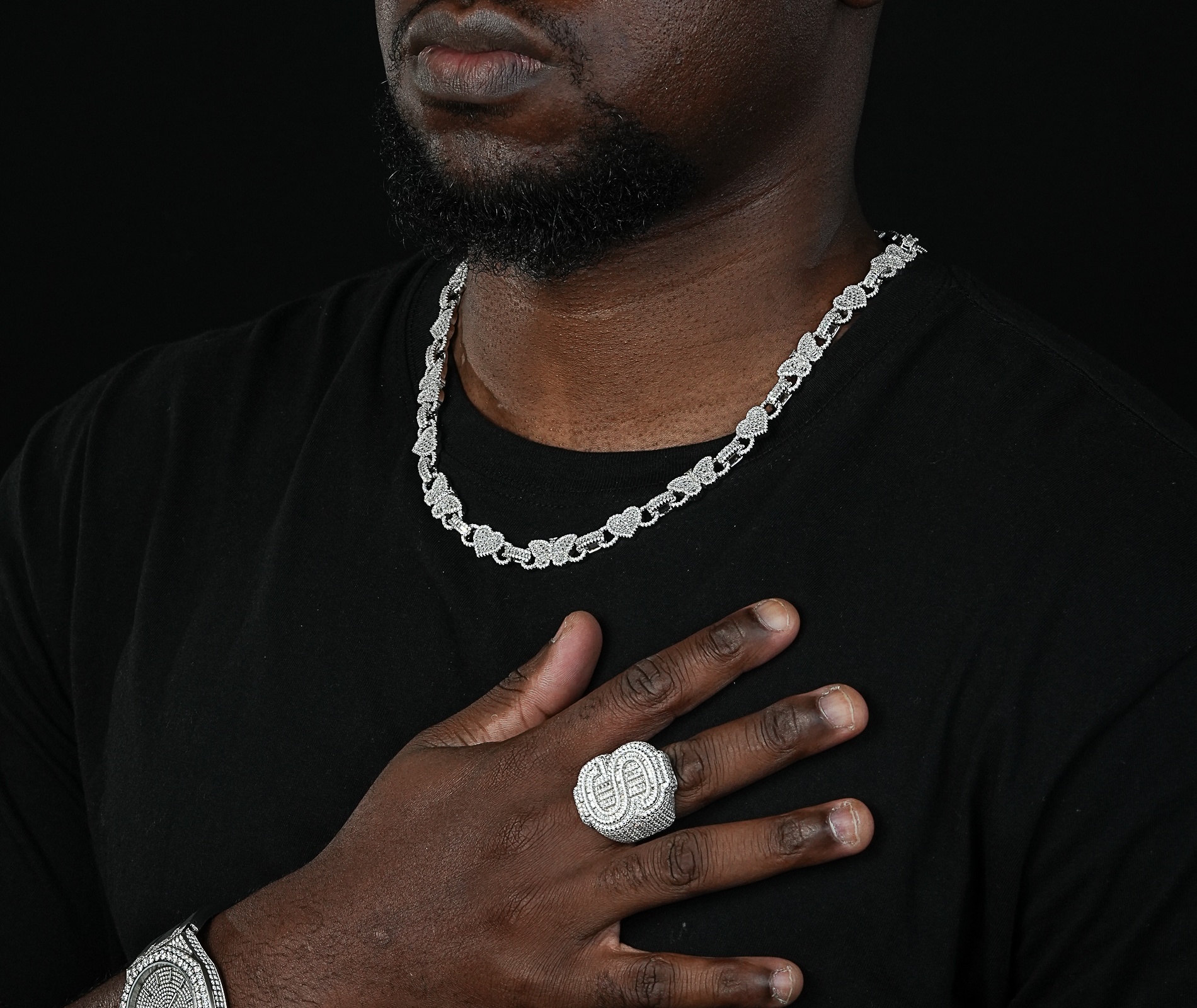 Shining Star Jewelry Hiphop Baguette Moissanite Butterfly Heart Chain Necklace