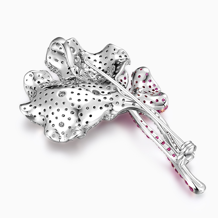 Shining Star Jewelry Elegant Style 925 Silver Colored Zircon Ginkgo Leaf Brooch