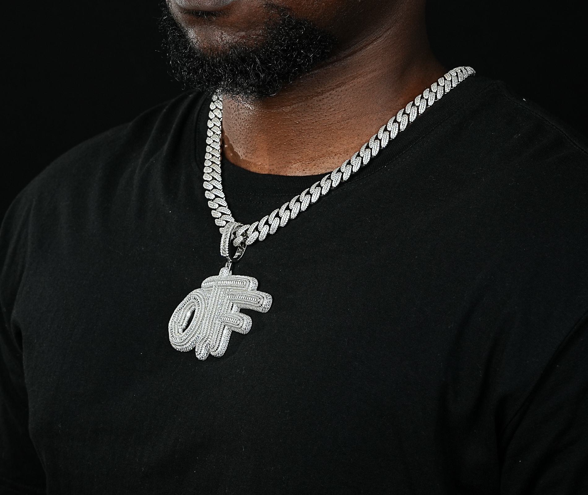 Shining Star Jewelry Micro Pave 5A Cubic Zirconia Letter OTF Pendant Necklace